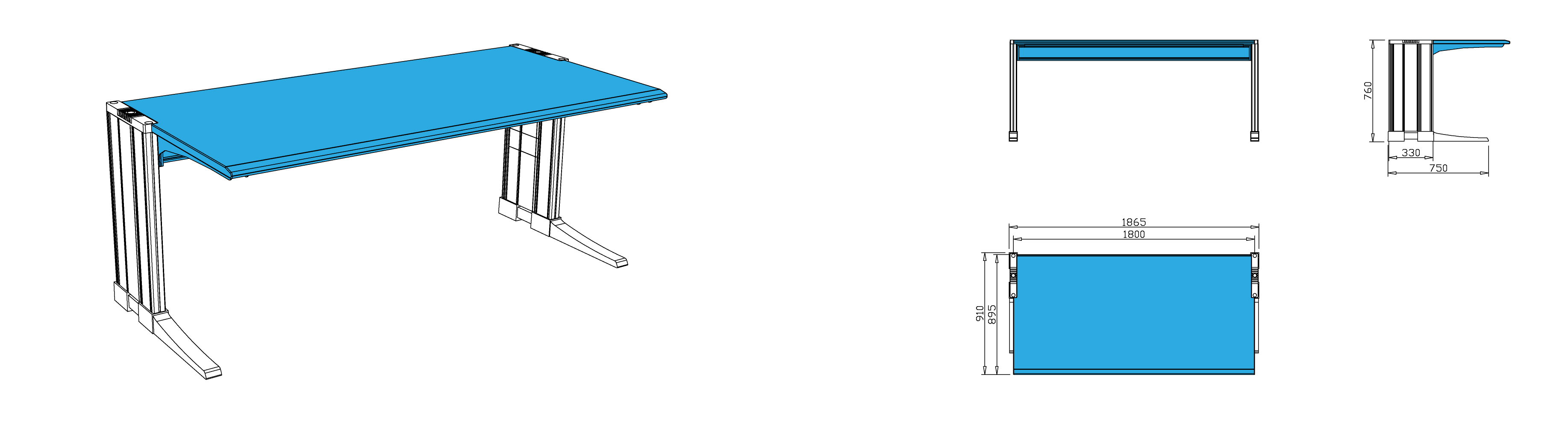 AES ESD Worktop 1800 x 900 mm for ESD Workstation AES Oscar drw